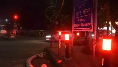 Illuminated signal bollards installed at key intersections in Nagpur to enhance traffic flow and pedestrian safety at night.