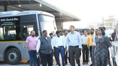 Modern electric bus charging station at Wathoda depot in Nagpur.