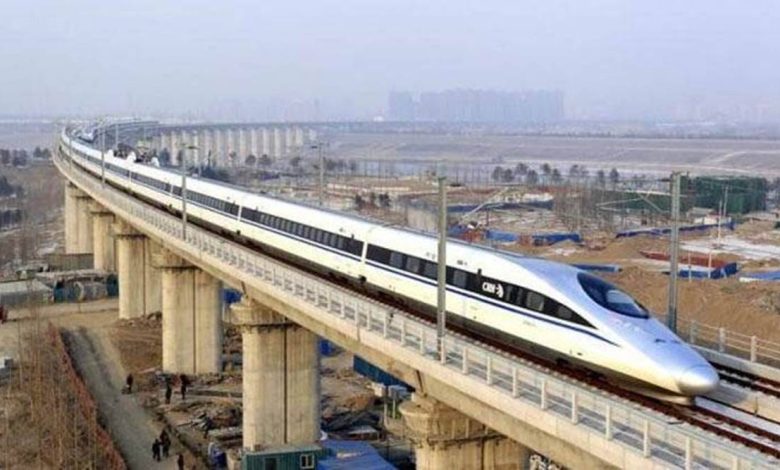 A futuristic bullet train symbolizing progress and connectivity in India's Mumbai-Ahmedabad corridor. Gujarat