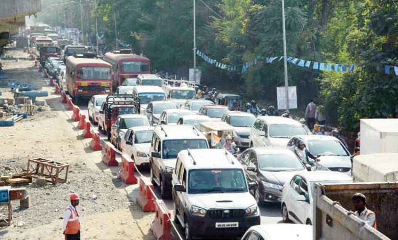 Students facing traffic on the way to exam center amidst ongoing road construction and special events.