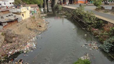 depicting a river undergoing hydrological study for flood management purposes in Nagpur.