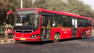 Aapli Bus equipped with ADAS technology on a road in Nagpur.