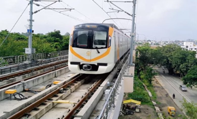 Nagpur Metro Train at Station with Passengers Boarding