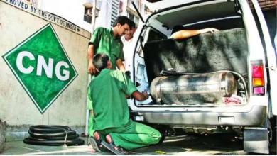 A CNG filling station in Nagpur with a focus on new, reduced prices displayed prominently. CNG price cut. eco-friendly fuel Nagpur