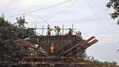 Amravati Road | Nagpur traffic: An aerial view of the Wadi flyover nearing completion, with ongoing construction work visible, symbolizing Nagpur's infrastructure development.