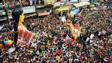 A vibrant parade of Marbat effigies in Nagpur, symbolizing the city's fight against societal ills.