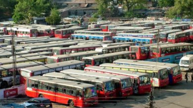 Aapli Bus strike workers protesting in Nagpur over wage concerns