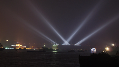 Nighttime view of Nagpur Airport runway lights, showcasing air safety measures.