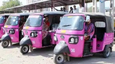 Women driving pink e-rickshaw in Nagpur as part of empowerment initiative.