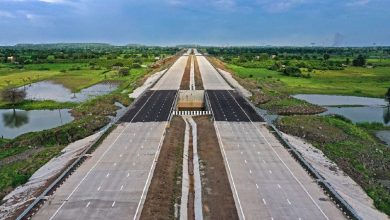 An aerial view of Samruddhi Mahamarg showcasing its expansive highway design and surrounding greenery.