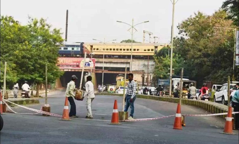 Nagpur: Dhantoli RUB highlighting traffic and rehabilitation work.