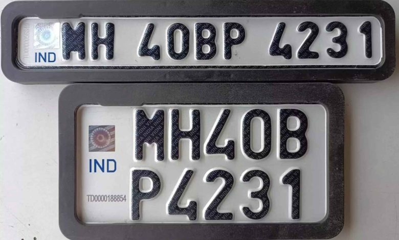 High-security number plates installation process in Maharashtra.