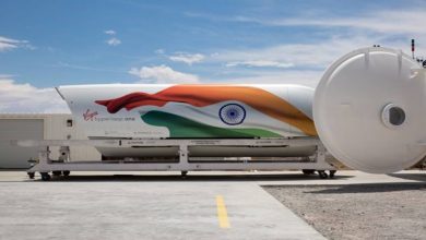 Mumbai to Pune Hyperloop train in futuristic vacuum tube, showcasing speed and innovation.