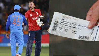 Fans cheering at a cricket stadium during the India vs England match. | Nagpur