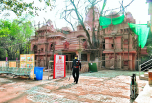 Redeveloped Tekdi Ganesh temple with new gates, fountain, and improved amenities.