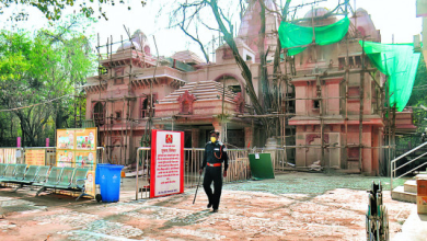 Redeveloped Tekdi Ganesh temple with new gates, fountain, and improved amenities.