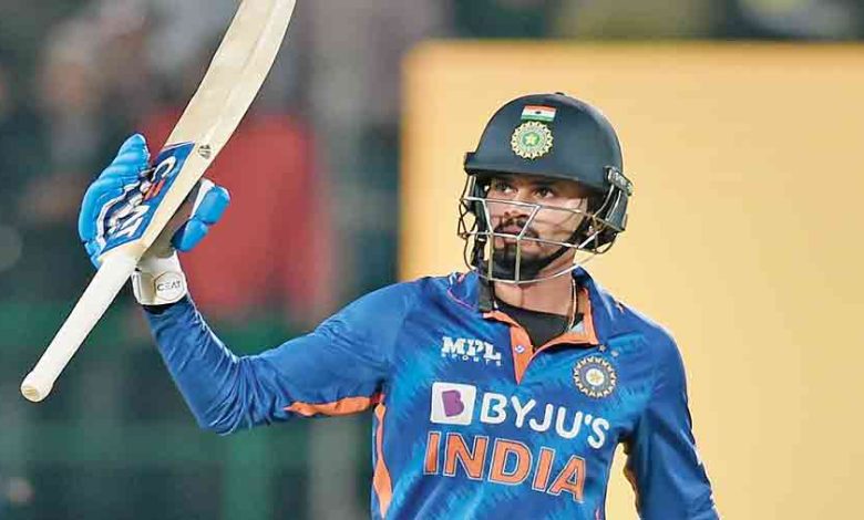 Shreyas Iyer celebrating his second fastest ODI fifty at Nagpur against England.