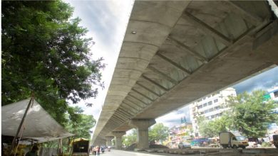 Aerial view of Indora to Dighori flyover project under construction.