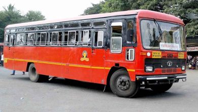 MSRTC bus transporting devotees from Nagpur to Pachmarhi for Mahashivratri celebrations.