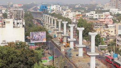 Metro pillars in Nagpur serving as address markers for locals and businesses.