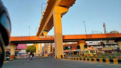 Nighttime roadwork on Gowari Flyover with traffic diversions.