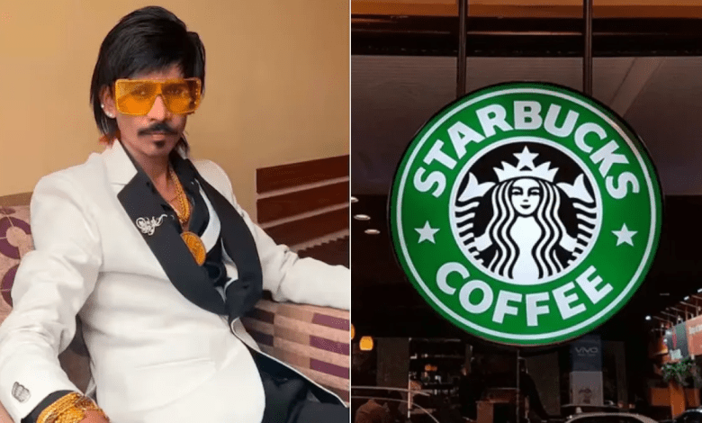 Dolly Chaiwala with Bill Gates next to Starbucks logo (viral meme clarification)
